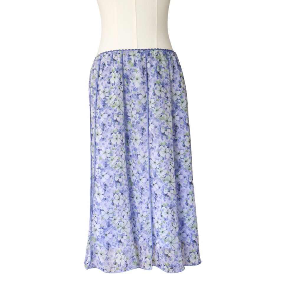 Vintage 90s Floral Maxi Skirt Lavender Cottagecore Size Large